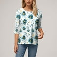 thumbnail image 6 of Womens 2025 Fall 3/4 Sleeve Crew Neck Blouse Fashion Print Casual Loose Fit Shirt Top, 6 of 6