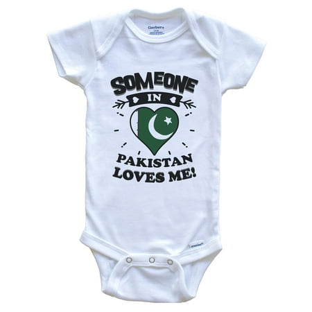 

Someone In Pakistan Loves Me Pakistani Flag Heart Baby Bodysuit