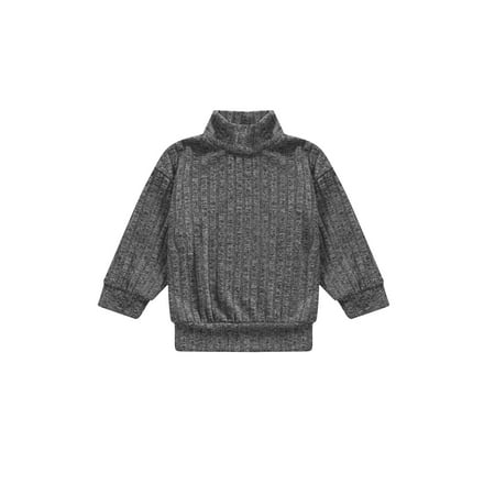 Seyurigaoka Casual Sweatshirt Kids Solid Color Long Sleeve High Collar Pullover