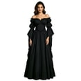 thumbnail image 3 of LEKWK Renaissance Dress Women Medieval Costume Off Shoulder Puff Sleeve Maxi Dress Classic Peasant Gown for Halloween Cosplay Themed Party, 3 of 5