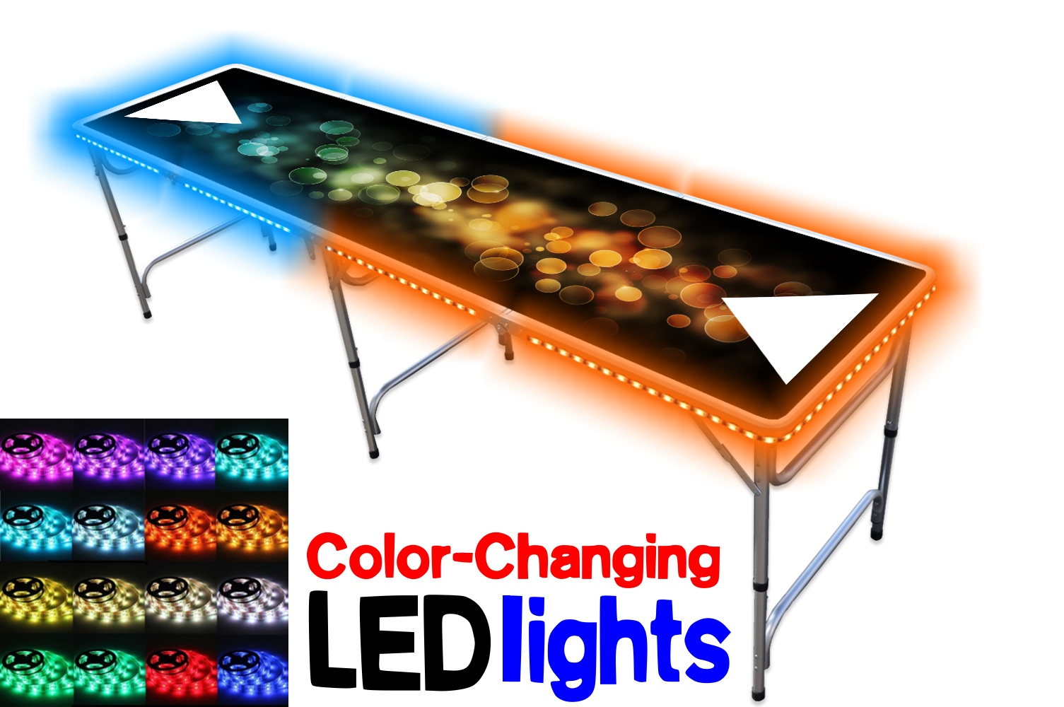 8 Foot Professional Beer Pong Table W Led Glow Lights