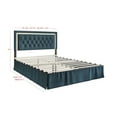 thumbnail image 3 of Home Design Gianna Twin Tufted Upholstered Platform Bed Frame with Button-Tufted Headboard and Bed Skirt, Denim Blue, Easy Assembly, 3 of 5