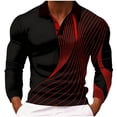 thumbnail image 2 of Fnnxeal Mens Polo Shirts Collar Fall Winter Casual Breathable Long Sleeve Red Polo Shirts for Men Size M, 2 of 3