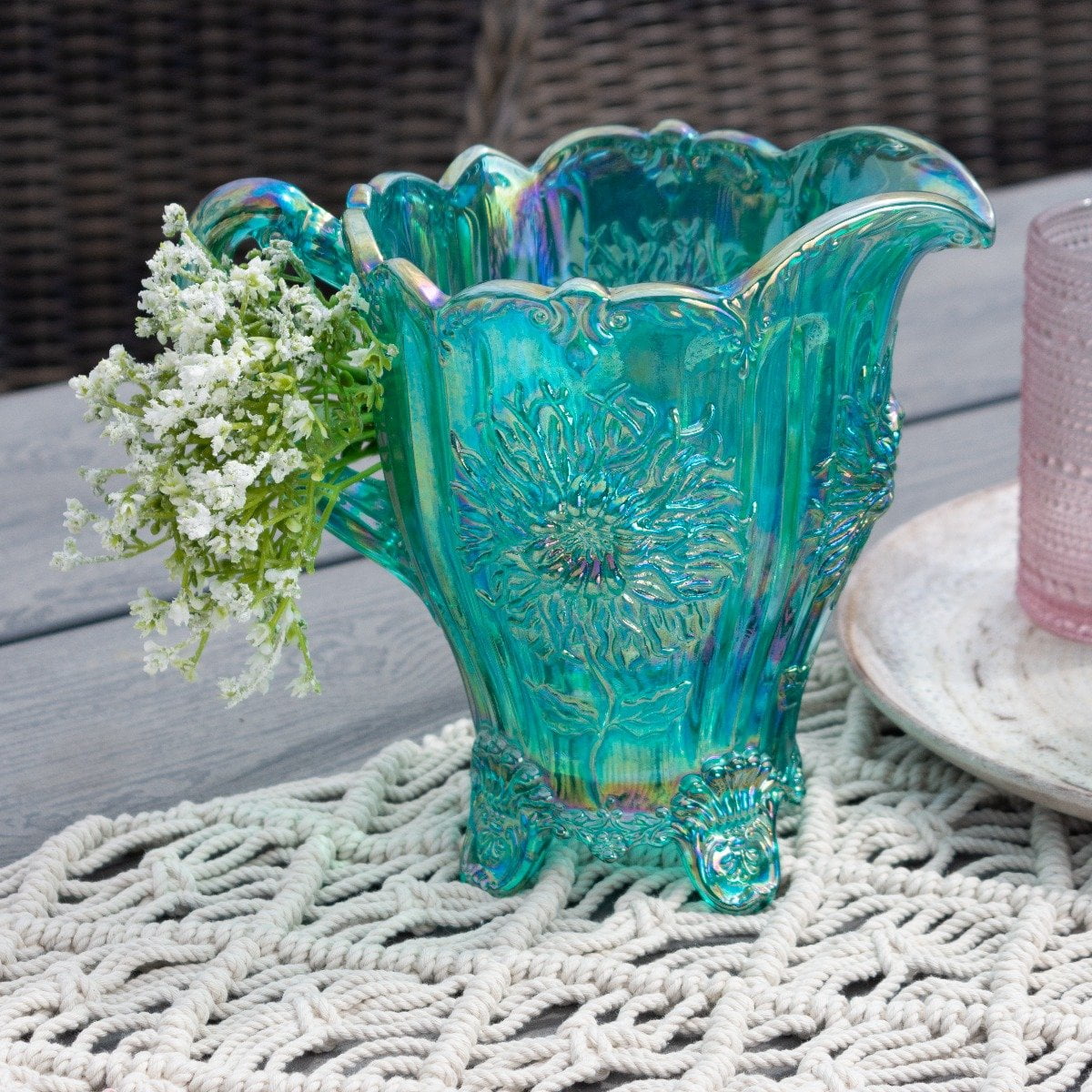 MOROZOFF ブルーミントグリーン ガラスボトル Amazon.com: Water Pitcher - Dahlia Pattern - American Made
