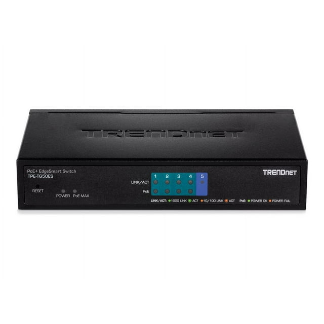 TRENDnet TPE TG50ES - Switch - Intelligent - 5 x 10/100/1000 (PoE+) - de Bureau - PoE+ (30 W) - Conforme TAA
