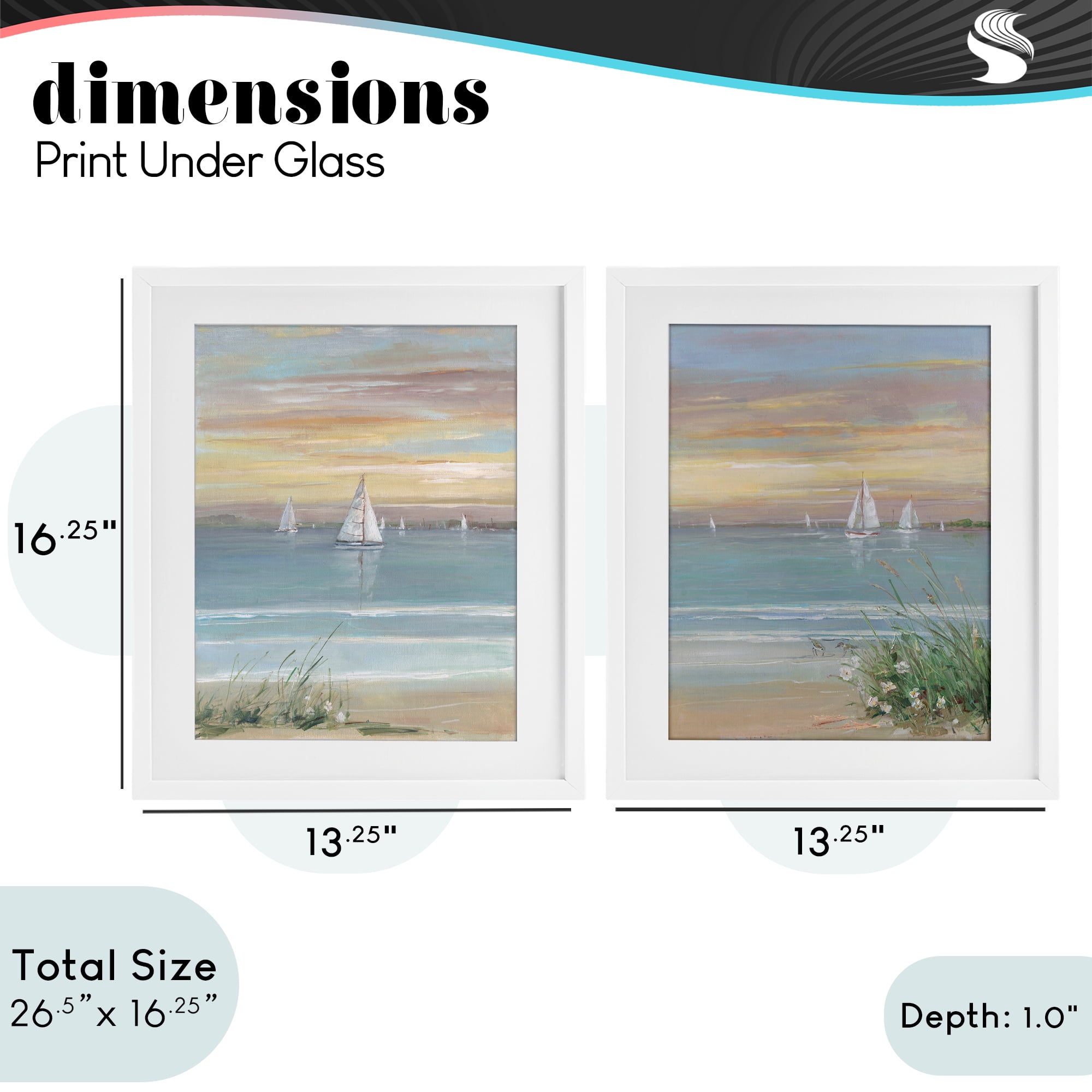 Stupell Industries Summer Shore Panorama 2 Piece White Framed Print Under Glass Set, design by Sally Swatland