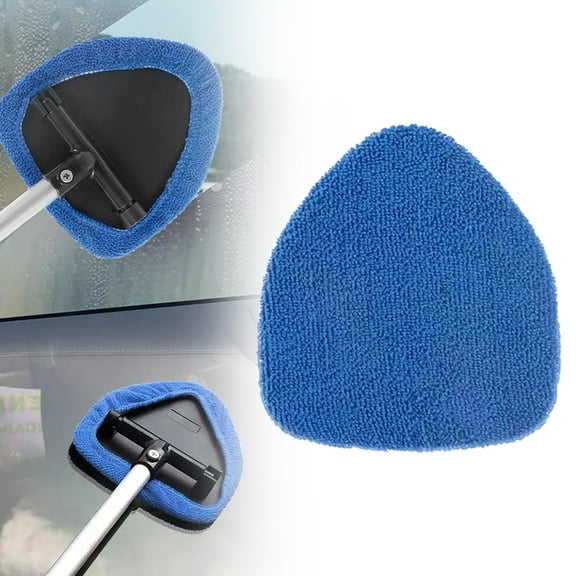 Car Windshield Cleaner Tool Microfiber Cloths for Inside Windshield Cleaning Tool Pads Interior Windshield Cleaner Tool Replaceable Cleaning Bonnets Fit 6.5" Blue
