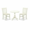 thumbnail image 2 of East West Furniture 3 Piece Dining Room Table Set Includes 1 Wood Dining Table and 2 Linen White Kitchen Chairs with Slatted Back - Linen White Finish, 2 of 10
