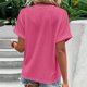 thumbnail image 5 of Tops de encaje para mujer,Camiseta de cuello en V para mujer, blusa informal de manga corta, mezcla de poliéster y elastano, tejido suave y transpirable, ideal para uso diario y en casa, sopatenor, 5 of 9