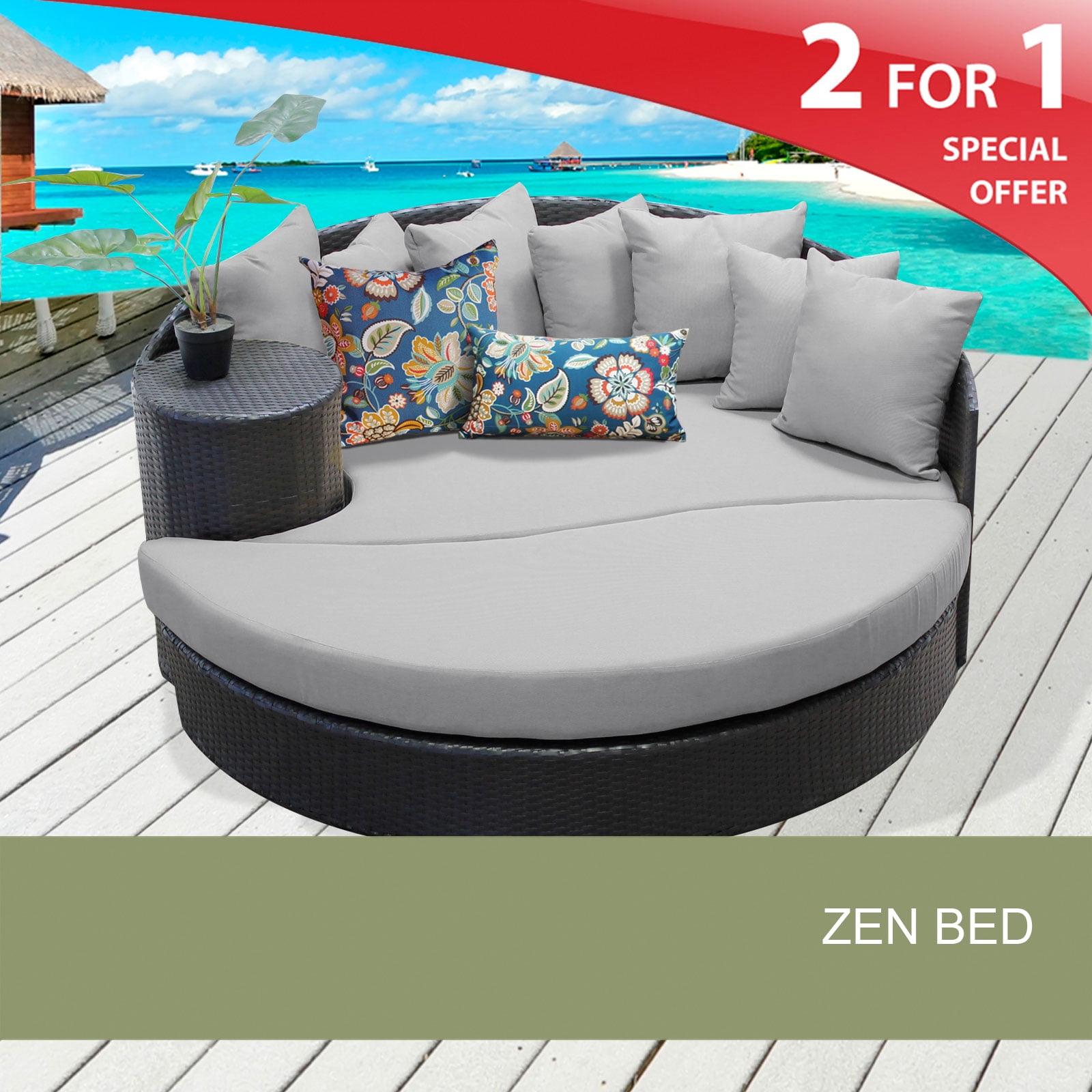 Zen Circular Sun Bed Outdoor Wicker Patio Furniture Com