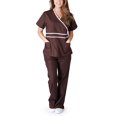 thumbnail image 1 of DPTALR Ensemble d'Uniforme de Travail pour Femmes à Manches Courtes Col en V + Pantalon, 1 of 9