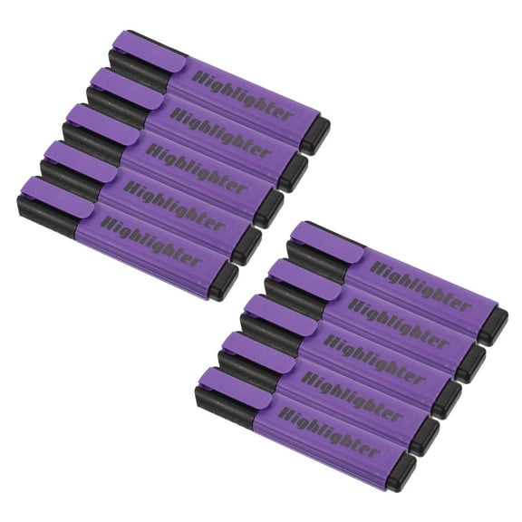 Uxcell Highlighter Pen 10 Pack Water Based Broad Tip Writing Marker Pens for Office Home Daily Use Style 3 Purple