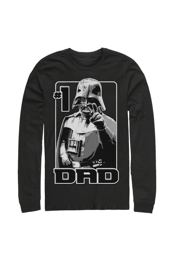 Men's Star Wars Darth Vader #1 Dad Poster  Long Sleeve Shirt Black X Large