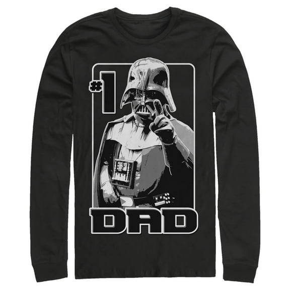 Men's Star Wars Darth Vader #1 Dad Poster Long Sleeve Shirt Black 2X Large