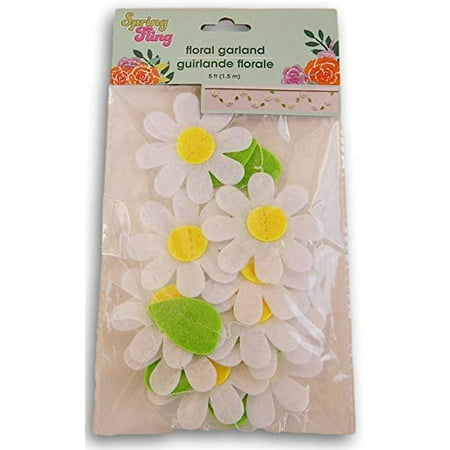 Easter Decor Spring Fling Floral Daisy Felt Garland Banner - 5 Feet Multi