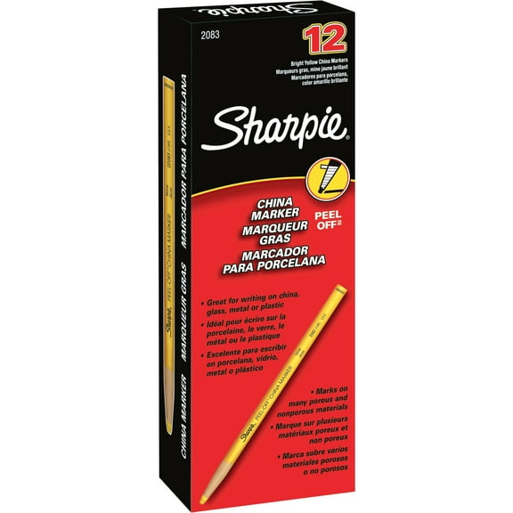 Sharpie Peel-Off China Markers, Yellow, Dozen