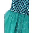 thumbnail image 4 of Aislor Girls Sequins Mermaid Costume Criss Cross Back Fishscale Leotard Tutu Ballet Dress Princess 3-10 A Lake_Blue 10, 4 of 7