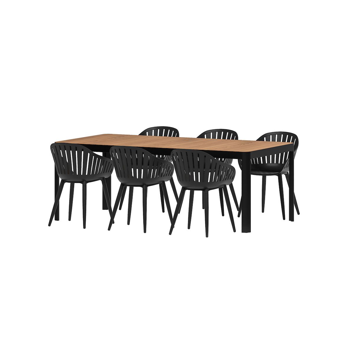 Skyline Oasis 7-Piece 100% FSC Teak Wood and Aluminum Rectangular Patio Dining Set