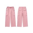 thumbnail image 3 of Usaibhir Girls Cargo Pants Casual Drawstring Jogger Sportswear Parachute Pants 7-14T, 3 of 8