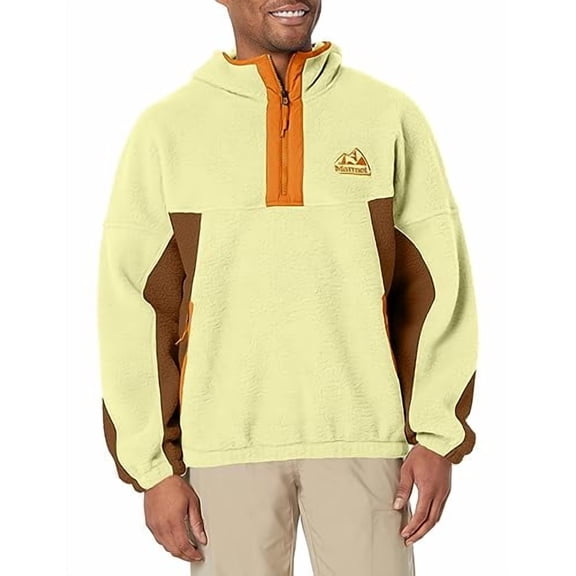 MARMOT MEN'S SUPER AROS FLEECE HOODY JACKET MEN XL WHEAT/PINECONE/TANGELO