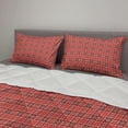thumbnail image 2 of Checkered Comforter & Sham Bedding Set, Red Pink Orange Geometric Pattern White Lines Cells Graphic, 3 pcs Duvet Set Microfiber Filling Quilt, 5 Sizes, Dark Coral Orange White, by Ambesonne, 2 of 4