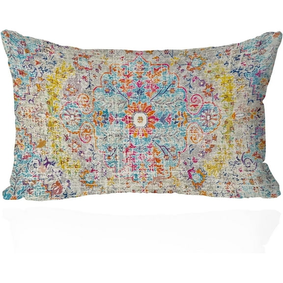 Ethnic Bohemian Pillow Covers 12X20 Inch Turkish Persian Carpet Tribal Pattern Pillowcase Super Soft Oriental Decorative Cushion Covers for Living Room Bedroom Bed Cushion Outdoor (Multicolor)
