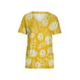 thumbnail image 4 of HOMBOM Short Sleeve Easter Shirts For Women 2024 Yellow Nursing Uniform Easter Bunny Print V-neck Trendy Tops For Women XL, 4 of 5
