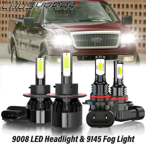 For Ford F150 2004-2014 LED Front Headlight High Low Dual Beam Fog Light Bulbs Kit 6000K White 4x