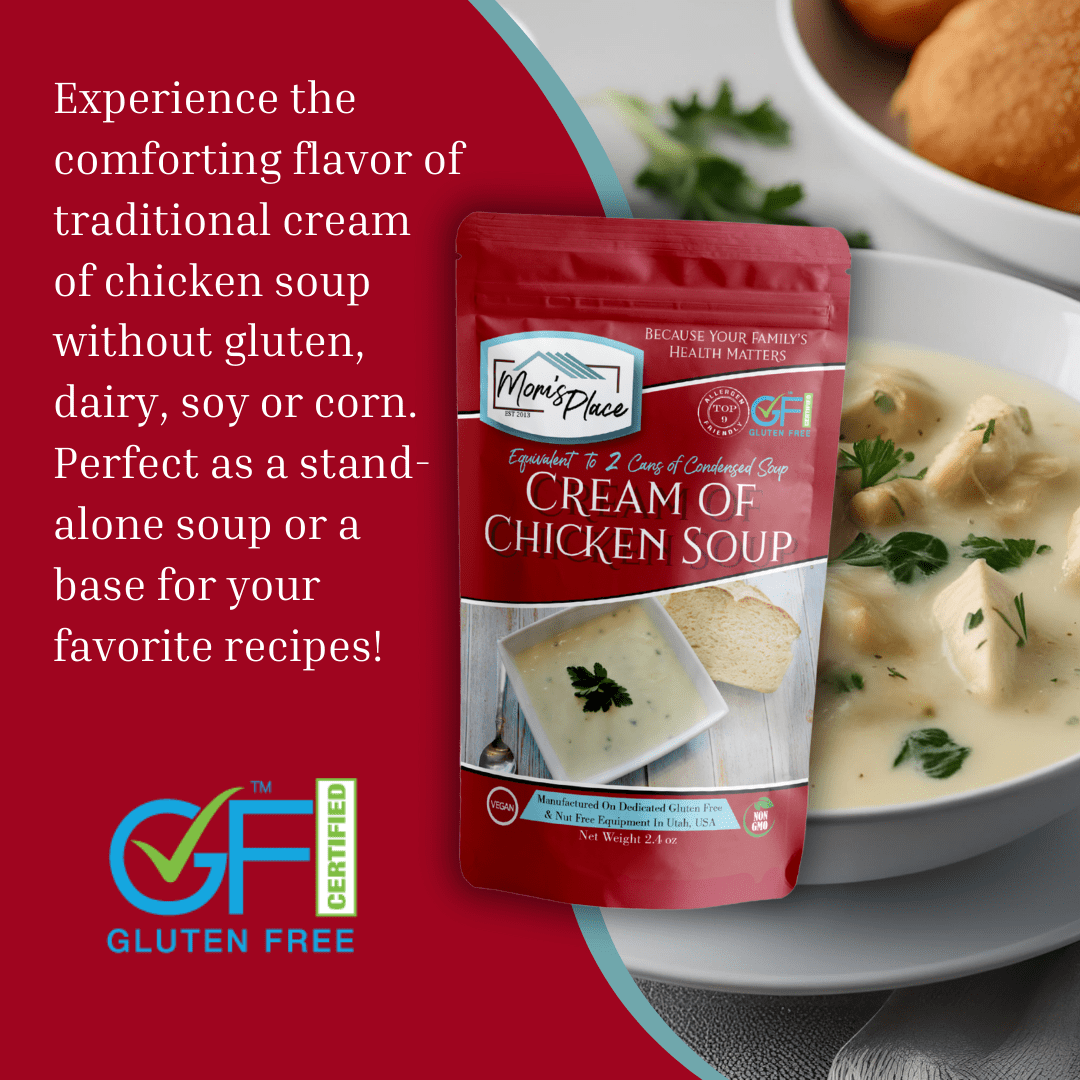 Mom's Place Gluten-Free & Dairy Free Cream of Chicken Soup Mix, Equal to 2 Cans of Condensed Soup Vegan, Nut Free & Soy Free, 2.4 oz