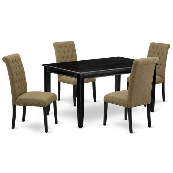 East West Furniture Dudley 5-piece Wood Dining Set in Black/Light Sable