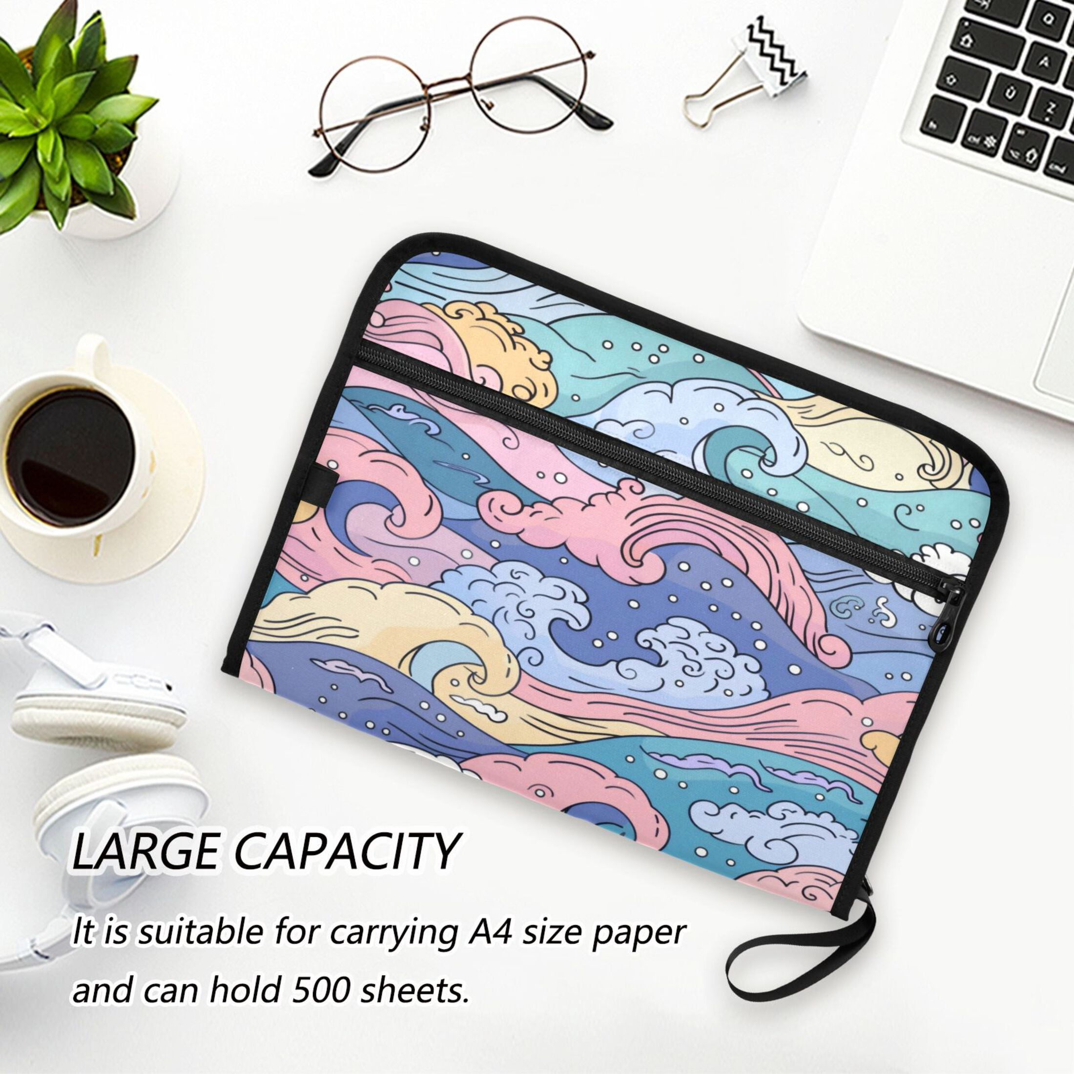 Organ Folder 14.2 x 0.8 x 10.6 Inches 13 Separate Pockets A4 Size Documents Folder A Sort Storage File Manager For The Home Office Colorful Sea