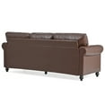 thumbnail image 3 of Classic Faux Leather Sofa Upholstered Couch with Removable Cushions and Rolled Arms for Living Room Office Apartment, 3 of 11