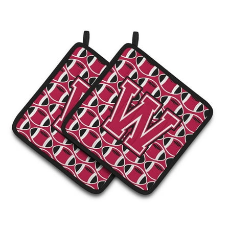 

Carolines Treasures CJ1079-WPTHD Letter W Football Crimson and White Pair of Pot Holders 7.5HX7.5W multicolor