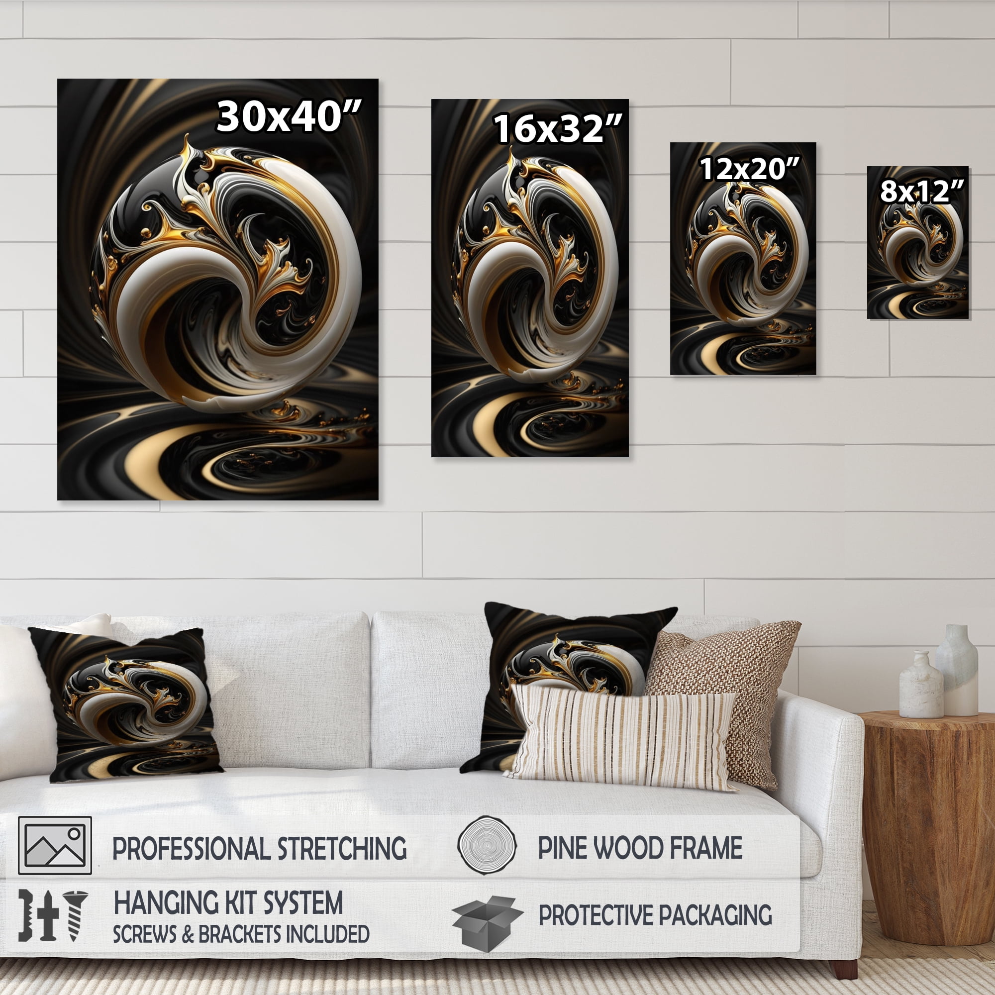 Designart Liquid White Stained Glass IV Canvas Wall Art