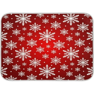 Great Choice Products Christmas Snowflakes On Red Dish Drying Mat