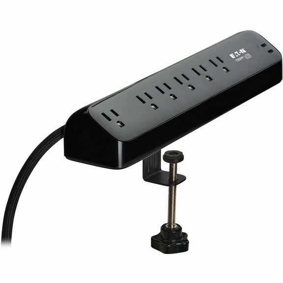 Eaton Tripp Lite Series Protect It! 6-Outlet Surge Protector with 2 USB-C Ports, 5-15R Outlets, 900 Joules, 30W PD Charging, Desk Clamp, 10 ft. (3 m) Braided Cord, Black