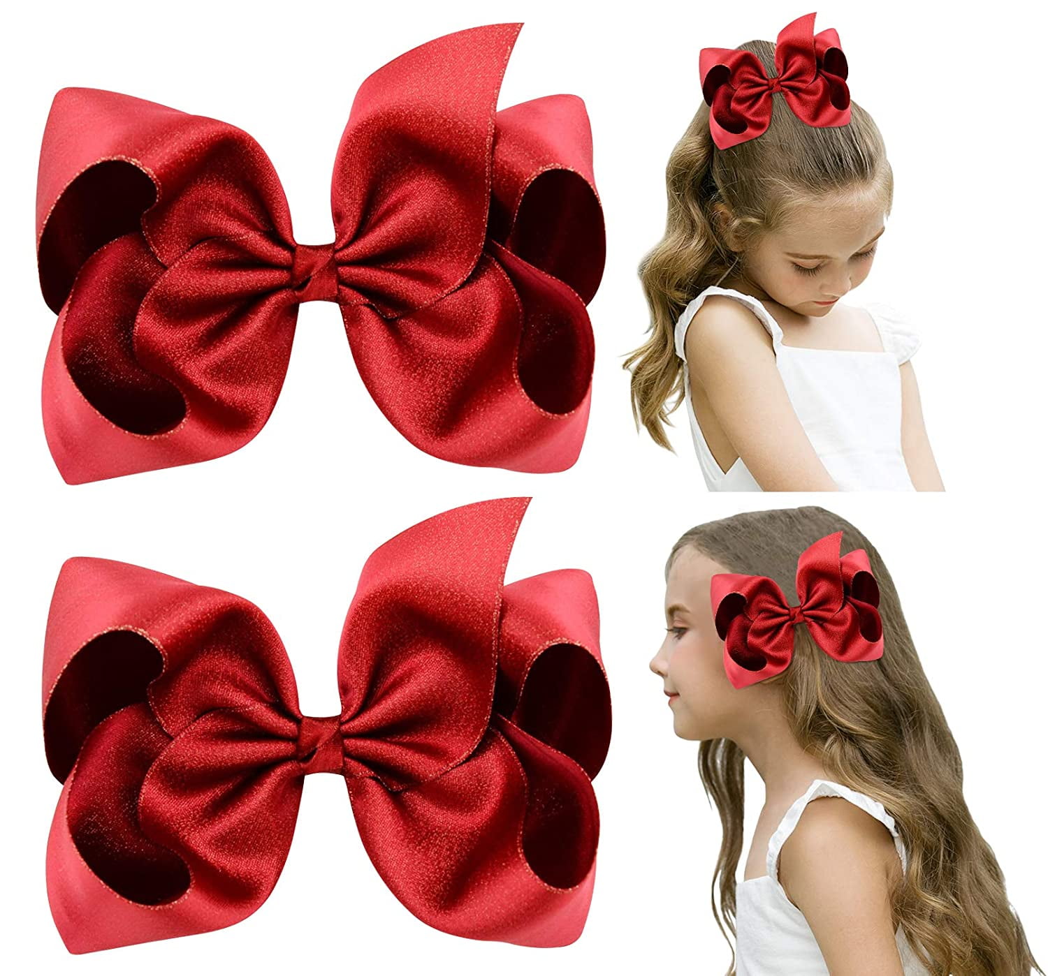 4 or 5 inch School Dance Horse show Xmas 1ST CLASS Girls Large Bow Hair Clip-3 