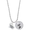 thumbnail image 1 of Delight Jewelry Silvertone Small Good Luck Heart Silvertone Script Initial Disc - I - Charm Necklace, 20"+3", 1 of 4