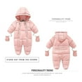thumbnail image 2 of Liacowi Toddler Baby Girls Boys Zipper Down Jumpsuits with Gloves, Winter Snowsuit Coat Romper Jumpsuit Outfits, 2 of 8