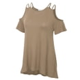thumbnail image 4 of KOGMO Womens Cold Shoulder Short Ruffle Sleeve Tunic Top With Bow Hemline, 4 of 5