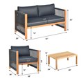 thumbnail image 2 of Costway 8 PCS Acacia Wood Patio Conversation Set w/Cushions for Garden Grey, 2 of 9
