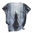 thumbnail image 7 of Pumpkin Witch Cute Graphic T-Shirt for Women Crew Neck Short Sleeve Loose Casual Tops Fall Tees Multicolor M, 7 of 7