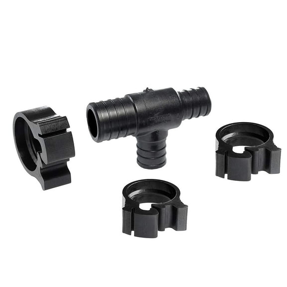 PEXLock Black Reducing Tee - 1" x 3/4" x 3/4" - Blu Lock Thread Tee