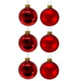 thumbnail image 2 of Pinnacle Peak Trading Red Shiny and Matte Polish Glass 60mm Ball Bauble Ornaments 6 Piece Made in Poland 2.4 Inch, 2 of 8