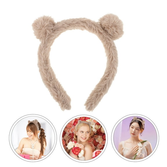 ETHZZLE Plush Bear Ears Headband with Cute Design for Wearing, 1 Piece Must-Have Hair Accessory for Girls