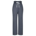 thumbnail image 5 of QUINDOS Womens Pants Wide Leg High Waisted Long Casual Pants Drawstring Straight Fit Trousers with Pockets, 5 of 7