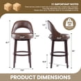 thumbnail image 3 of Guyou 30" Swivel Bar Stools Set of 2, Faux Leather Upholstered Barstools with Curved Back and Round Footrest, Modern Wooden Tall Kitchen Bar Chairs for Home Bar Pub Cafe, Brown, 3 of 12