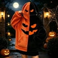 thumbnail image 5 of FYDUU Halloween Hoodies for Women Festive Pumpkin Hoodie Sweatshirts Color Block Soft Comfy Fuzzy Pullover Tops Fall Winter Clothes, 5 of 6