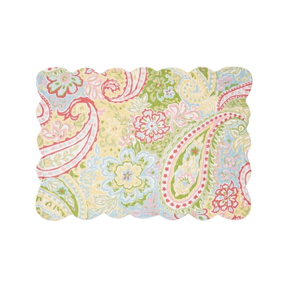 Quilted Single Placemat Bright Paisley, 13" x 19"