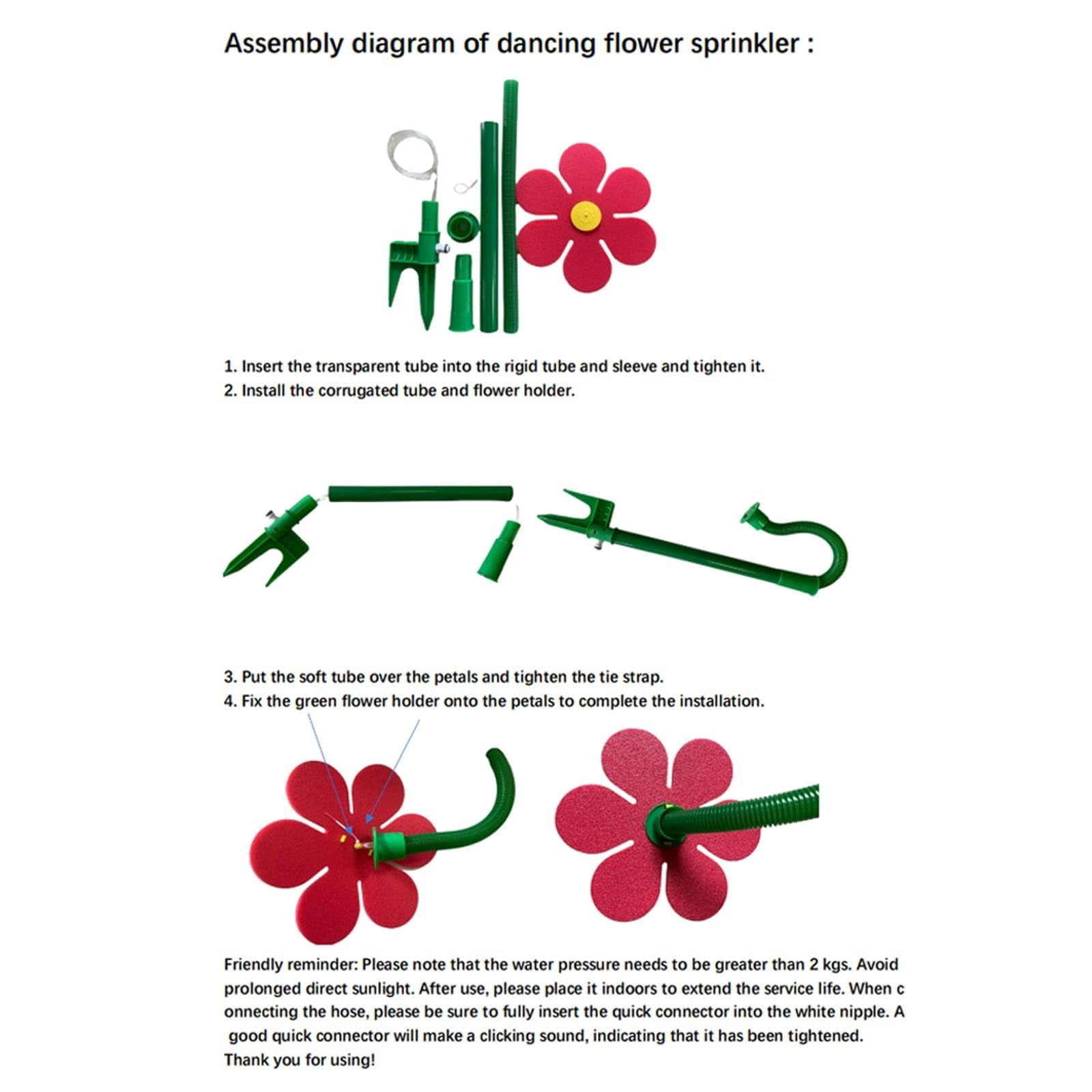 Crazy Daisy Sprinkler Dancing Flower Water Sprinkler 360° Rotating Lawn Irrigation Tool, Fun Outdoor Toy for Garden and Yard with Sturdy Plastic Base